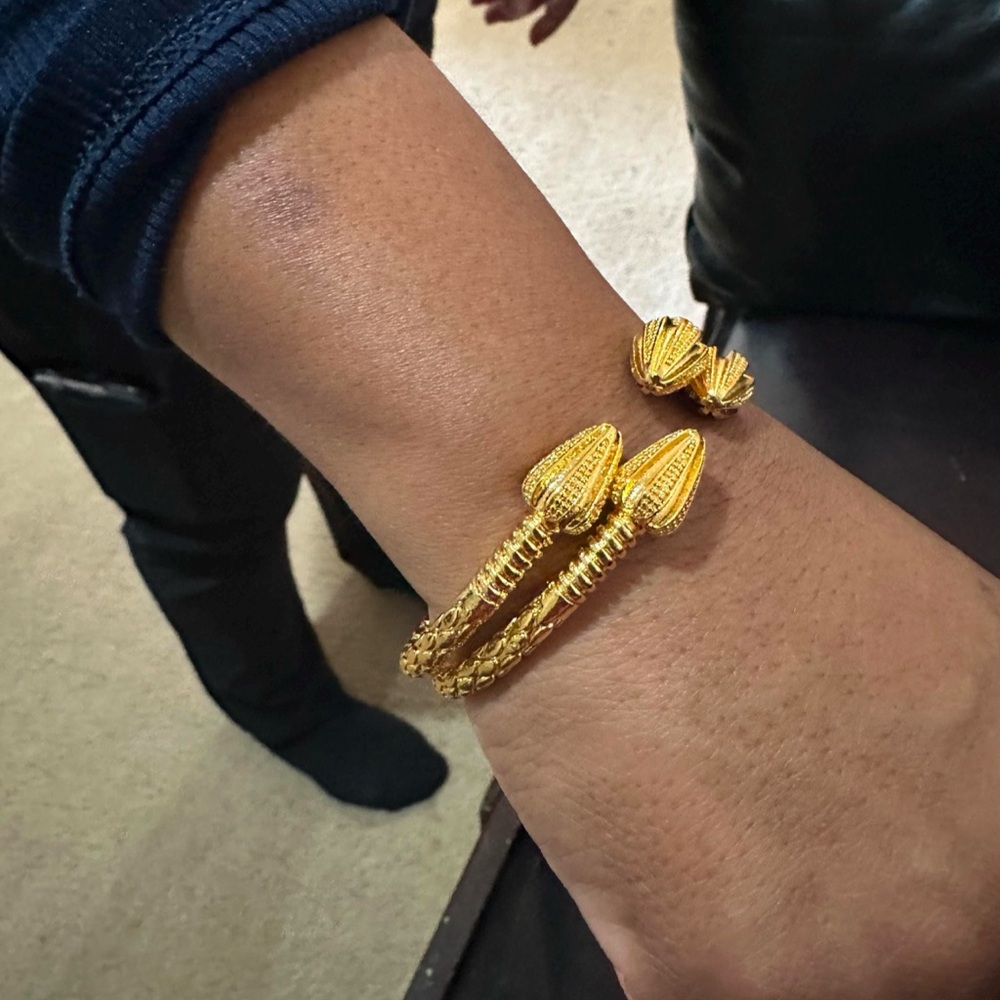 One (1) Caribbean 24k Fashion Bangle Arrow Pyramid Cocoa Pod West Indian Dubai